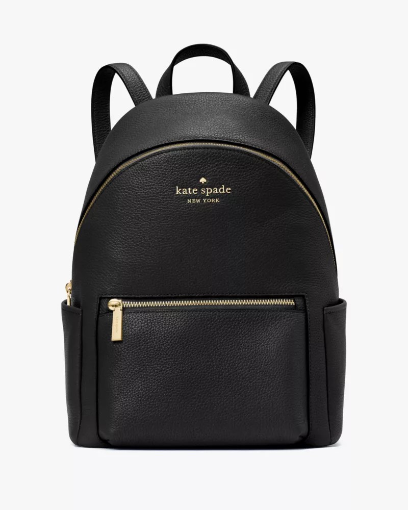 Women's black leila pebbled leather medium dome backpack Kate Spade