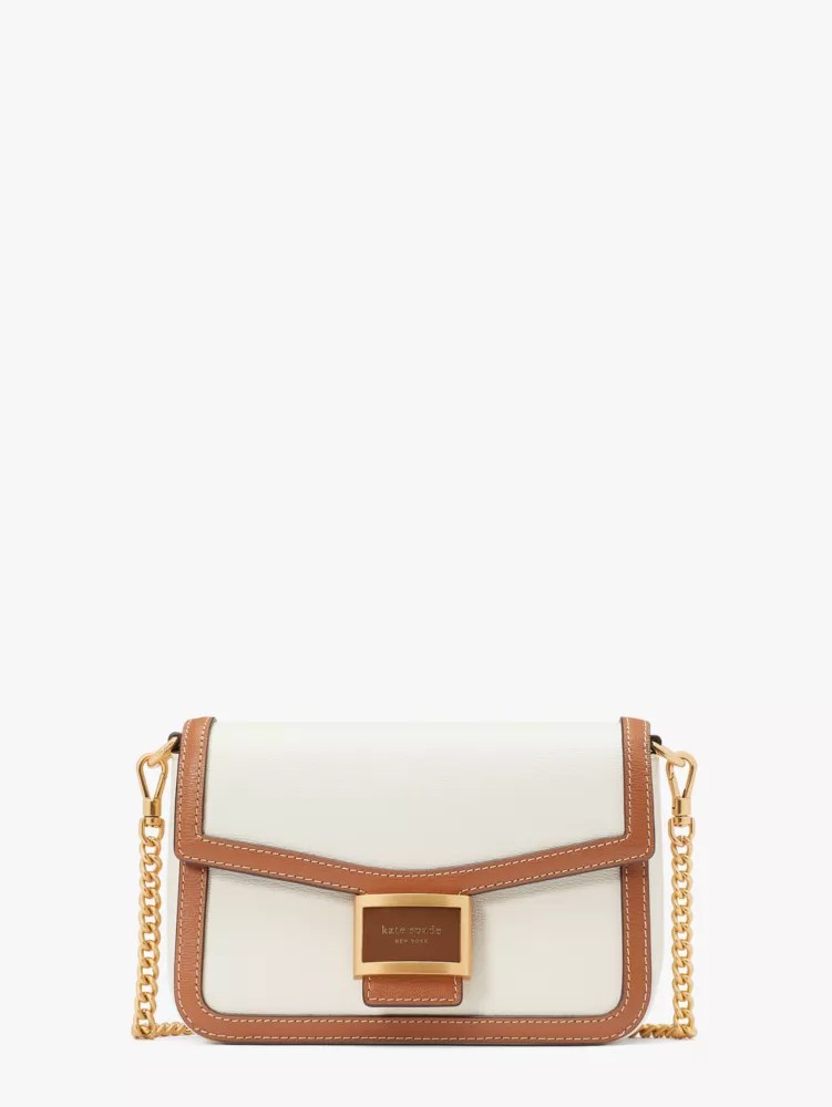 Katy Colorblocked Textured Leather Flap Chain Crossbody Kate Spade UK