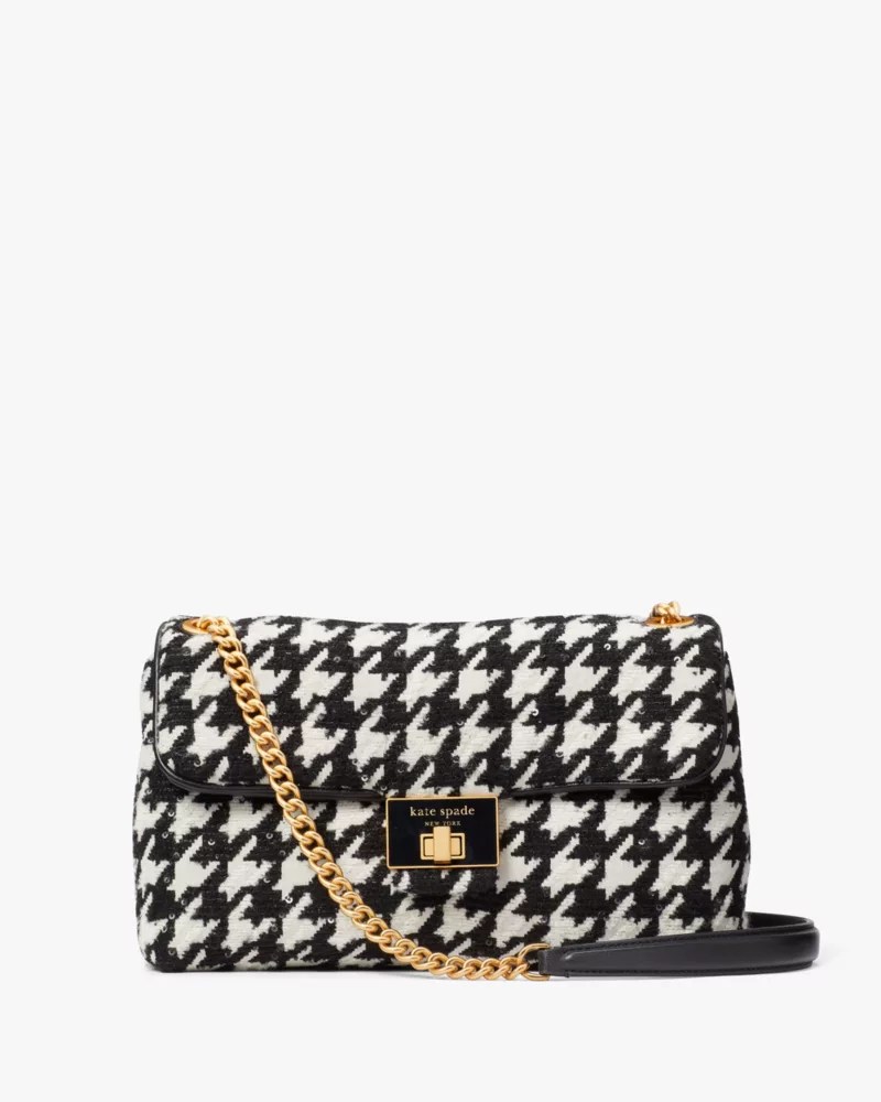 Evelyn Houndstooth Medium Convertible Shoulder Bag Kate Spade UK