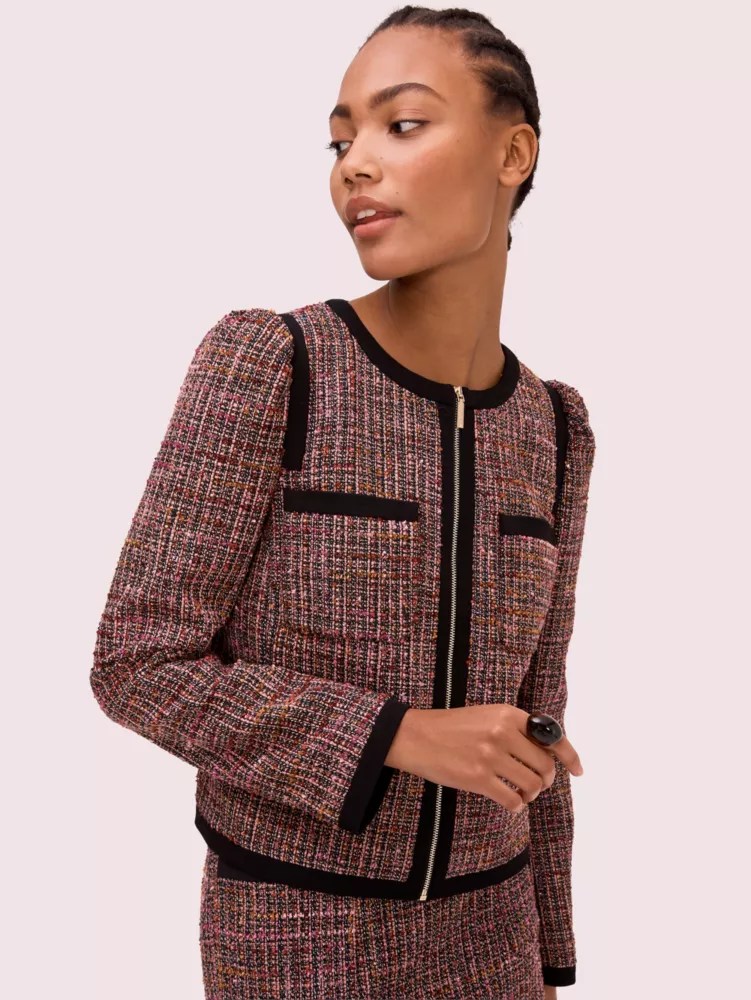 Puff Sleeve Tweed Jacket Kate Spade UK