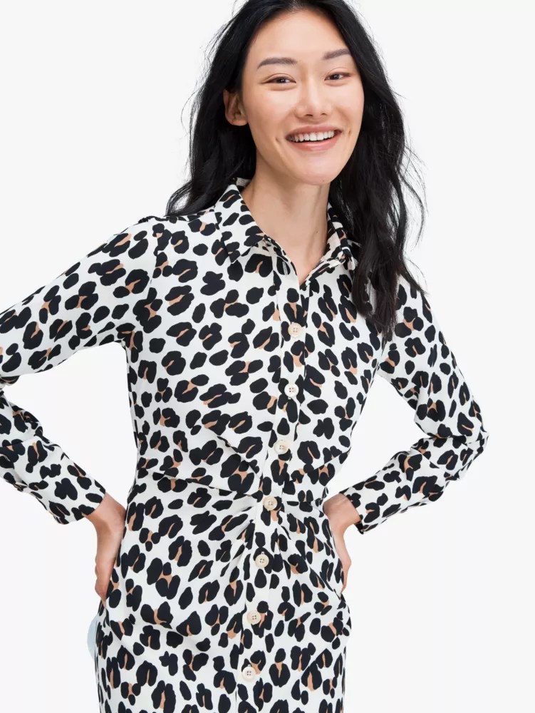 forest feline shirtdress Kate Spade New York