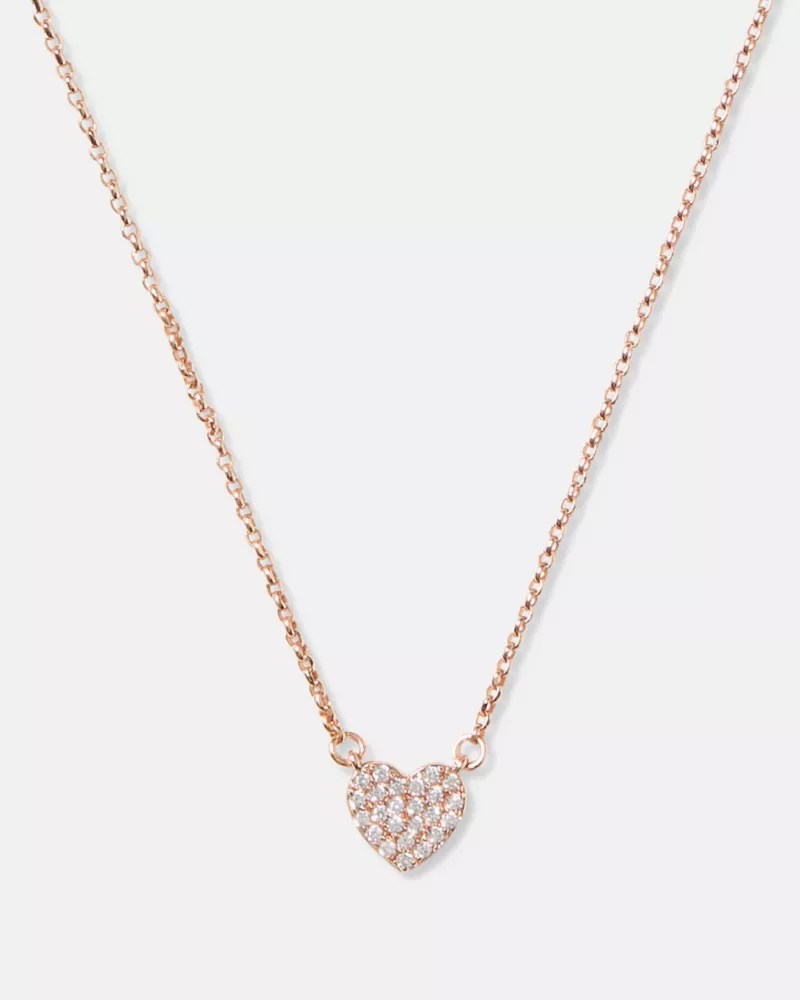 Yours Truly Pave Heart Mini Pendant Necklace Kate Spade Outlet