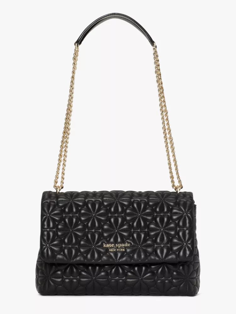 Women's black bloom large flap shoulder bag Kate Spade New York