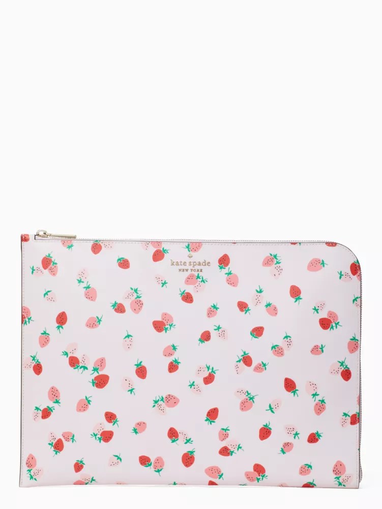 Women's pink multi staci wild strawberries universal laptop sleeve Kate Spade New York