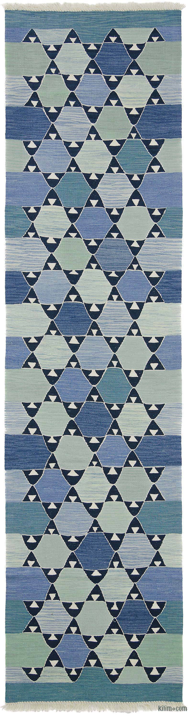 K0004611 Blue New Turkish Kilim Runner