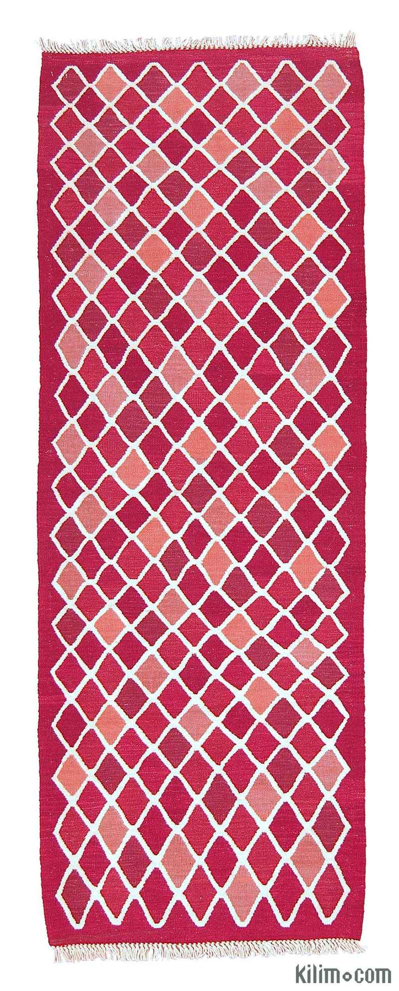 K0004613 Red, Pink New Turkish Kilim Runner Rug