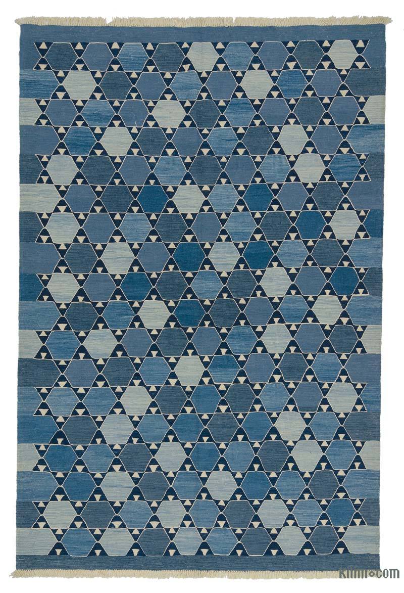 K0008675 Blue, Light Blue New Handwoven Turkish Kilim Rug 6'2" x 9'2