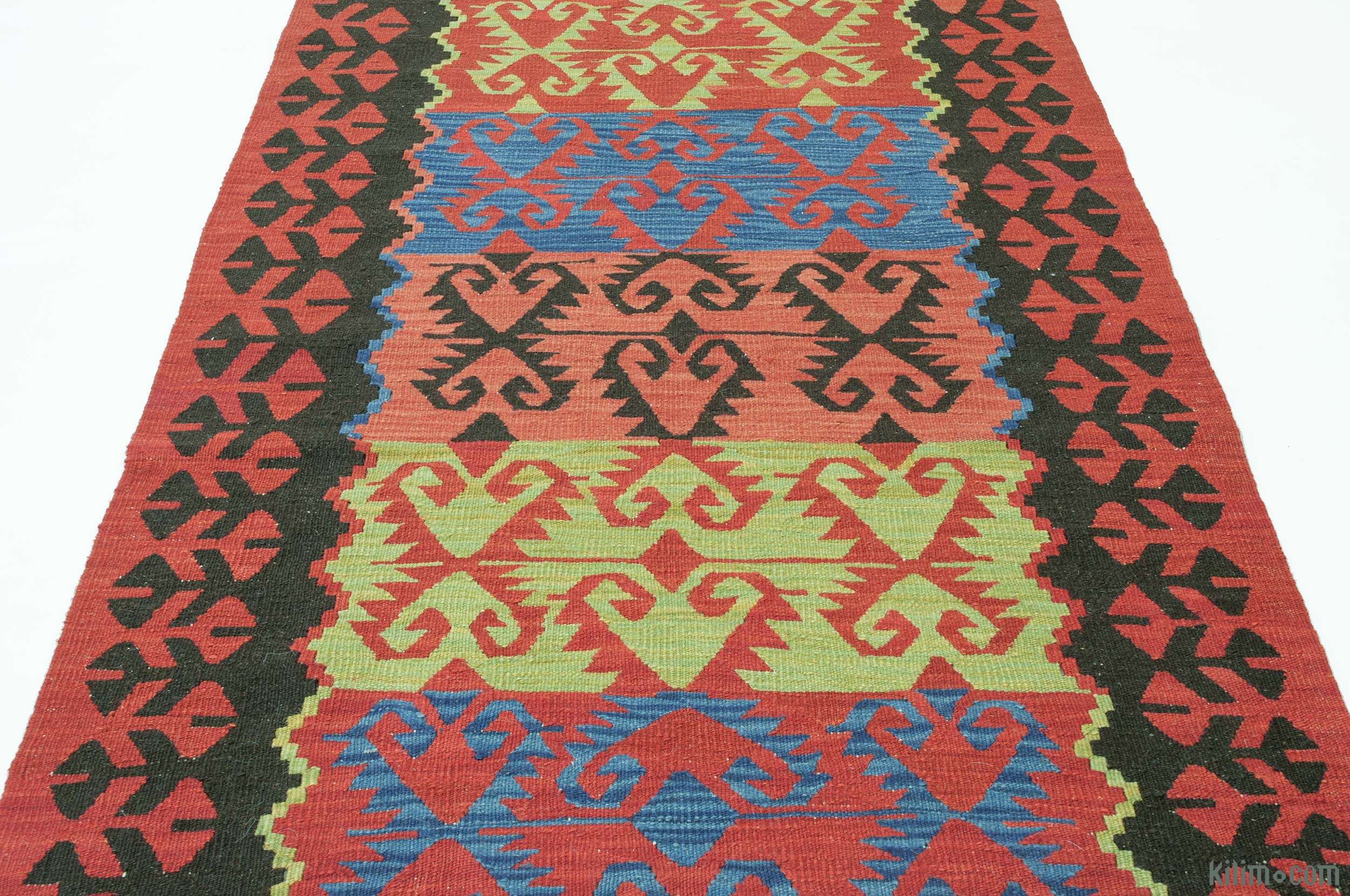 K0010798 Red New Turkish Kilim Runner Rug 3' 1" x 11' (37 in. x 132 in.)