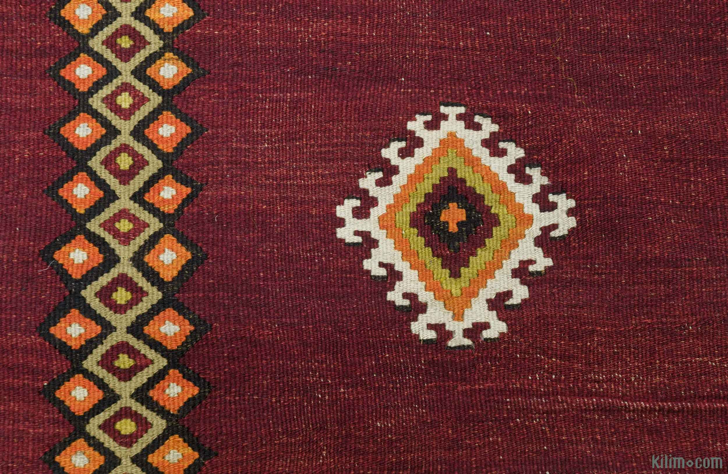 K0016013 Red Vintage Sarkisla Kilim Rug 6' x 11' 8" (72" x 140")
