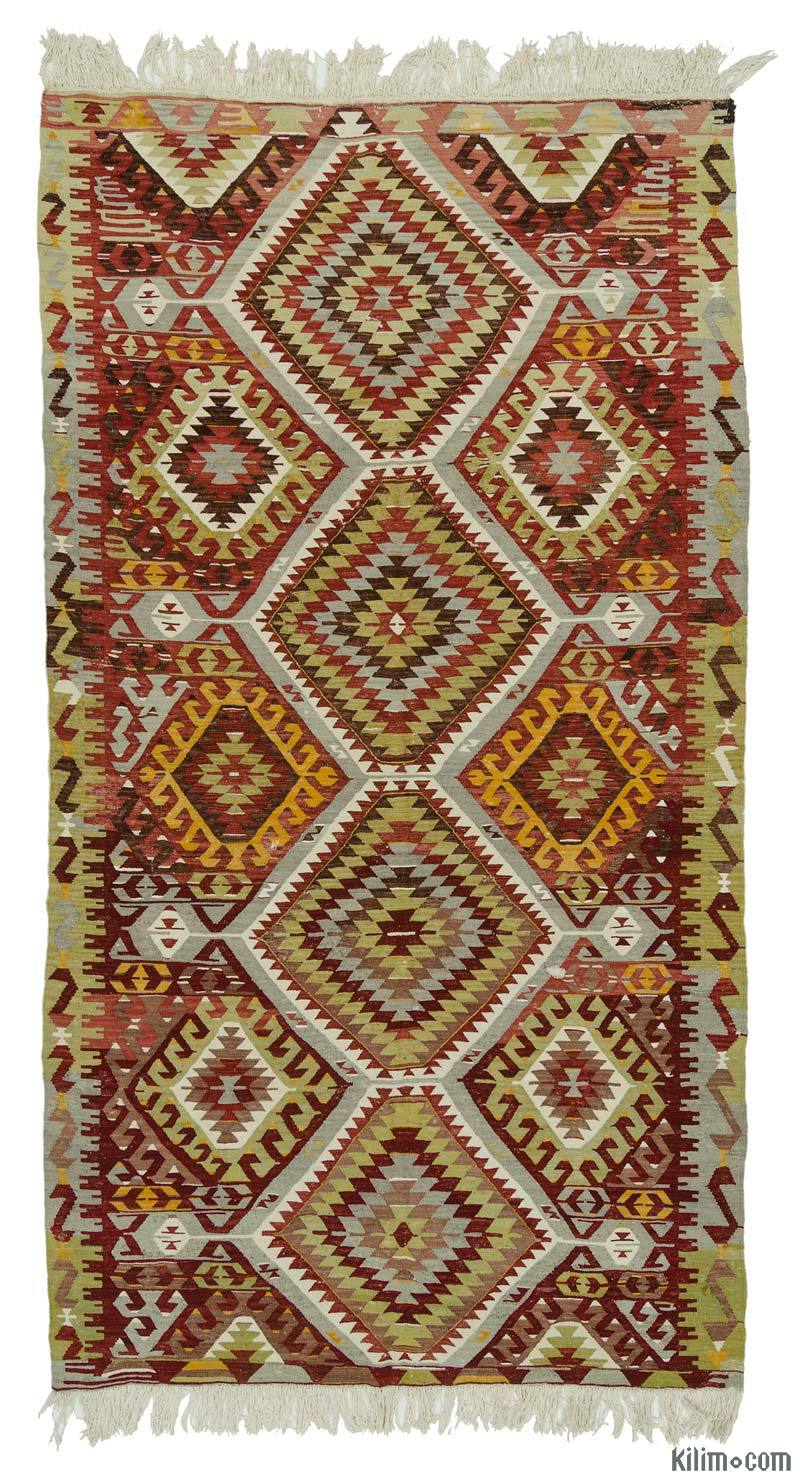 K0018651 Red Vintage Cal Kilim Rug 5'4" x 10'2" (64 in. x 122 in.)