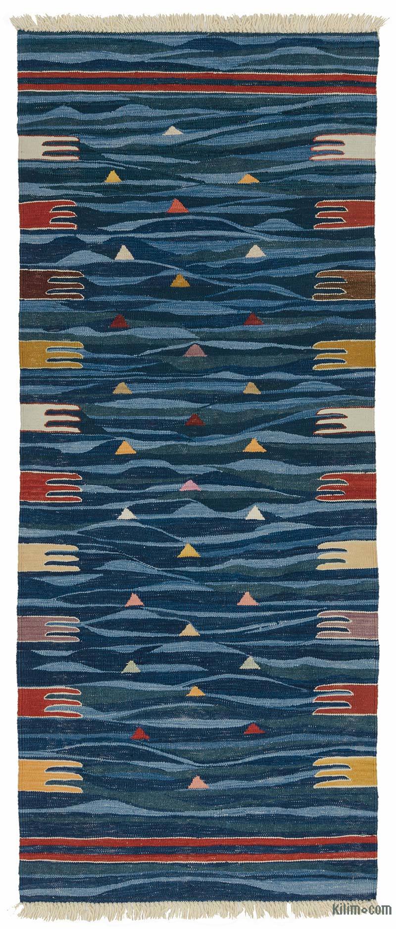 K0020772 Blue New Handwoven Turkish Kilim Rug