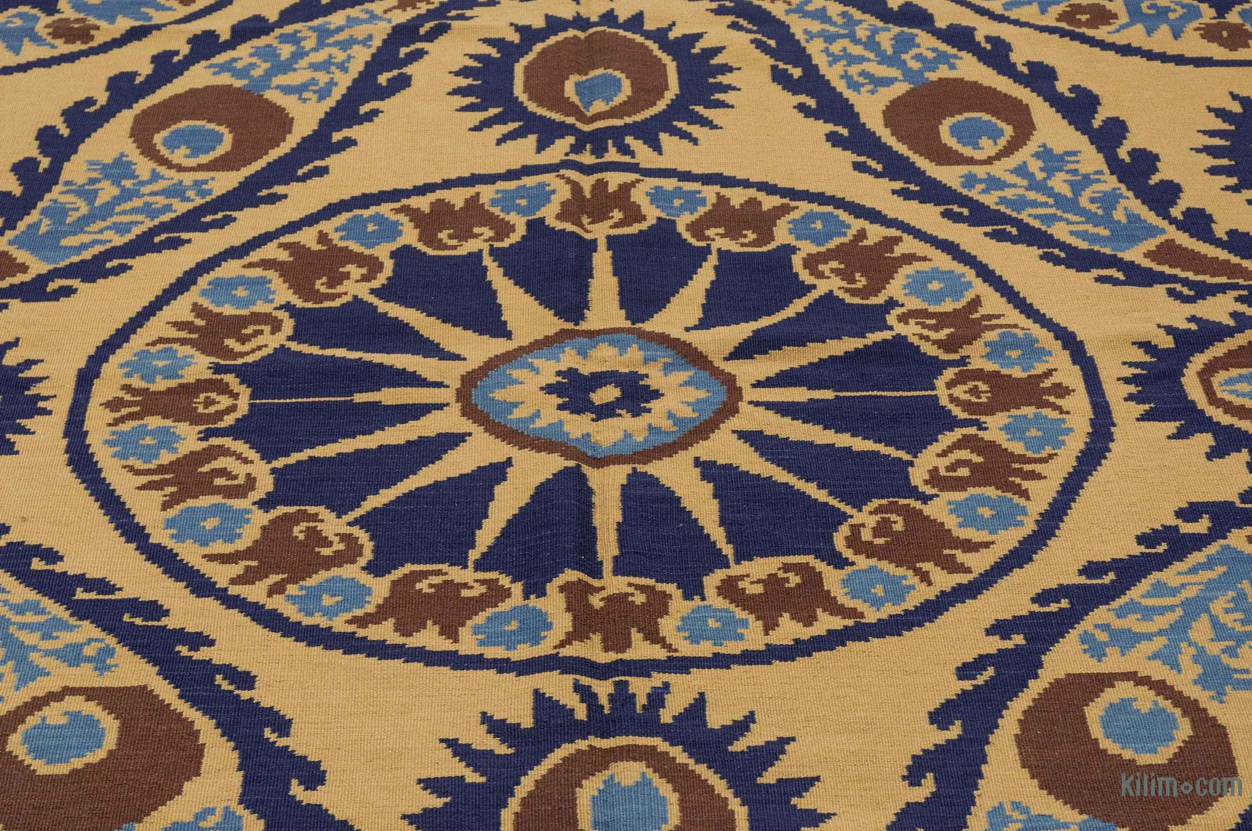 K0021055 Beige, Blue New Turkish Kilim Rug 5' 2" x 7' 10" (62 in. x