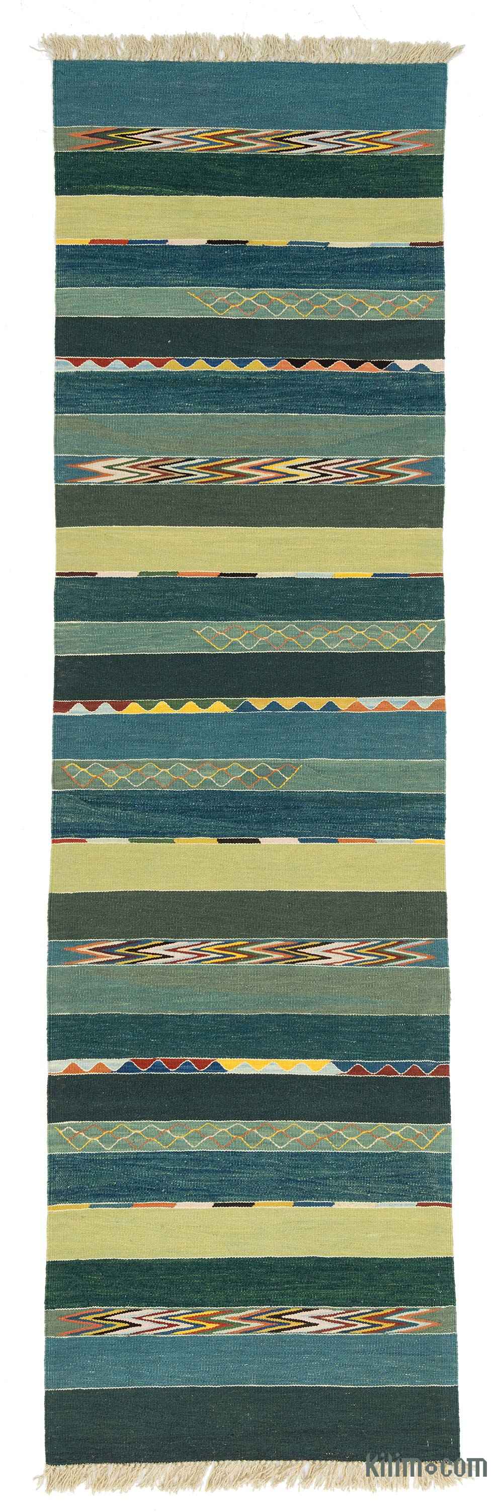K0027675 Blue, Green New Turkish Kilim Runner