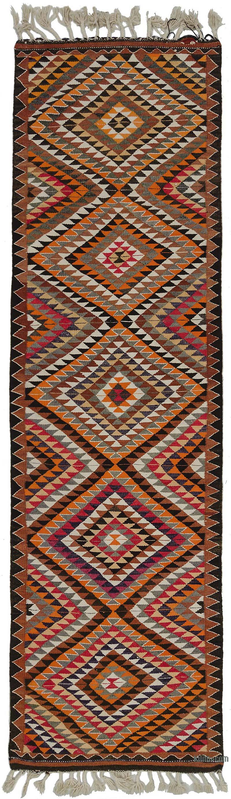 K0028106 Multicolor Vintage Herki Kilim Runner 3'3" x 11'9" (39 in. x