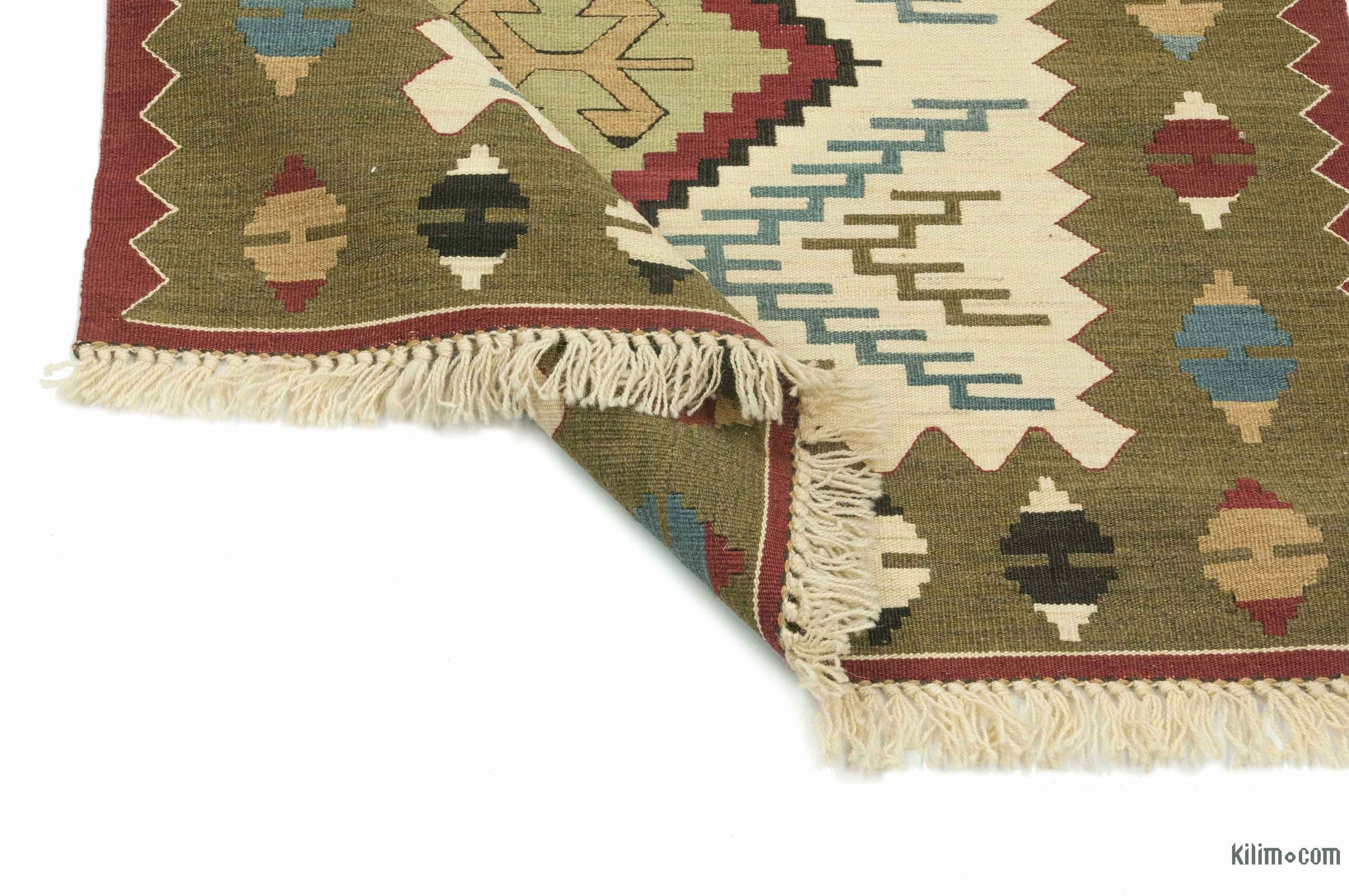 K0028400 Beige, Green New Handwoven Turkish Kilim Rug