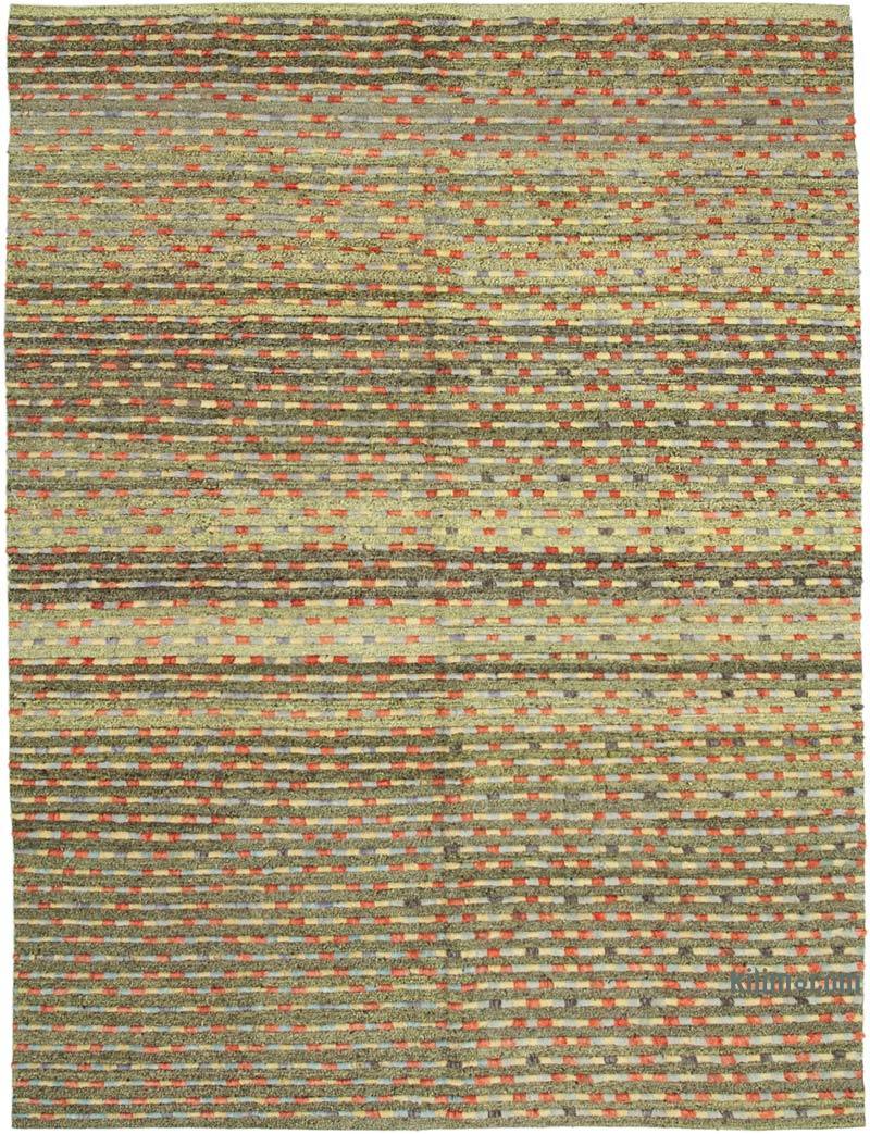 K0037086 Green New Contemporary HandKnotted Wool Rug 8'6" x 11'5