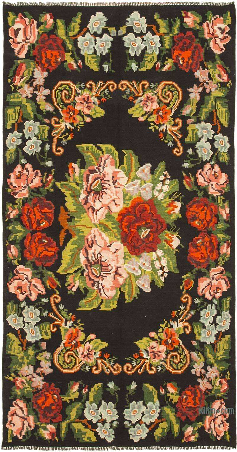 K0039151 Multicolor Vintage Handwoven Moldovan Kilim Area Rug 5' 9" x 10' 6" (69 in. x 126 in.)