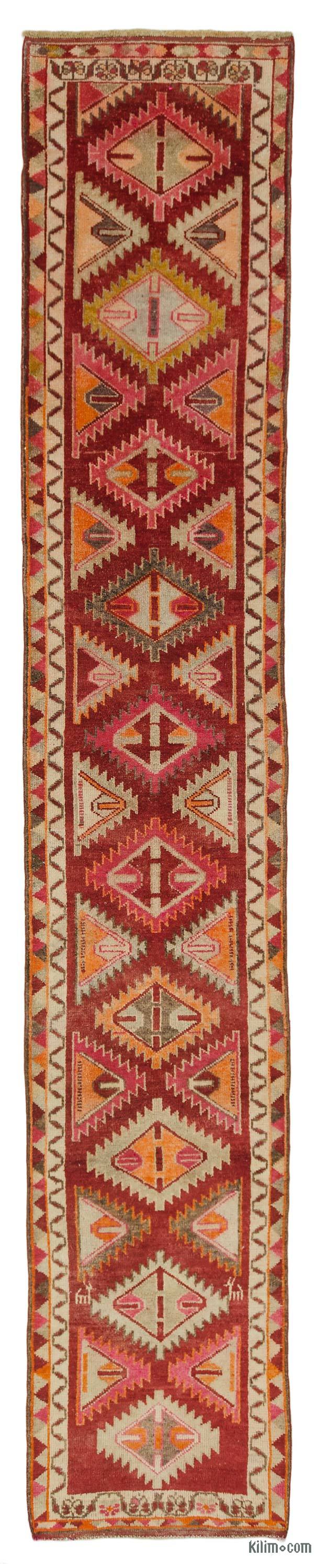 K0043490 Multicolor Vintage Turkish Runner Rug 2' 10" x 15' 11" (34 in. x 191 in.)