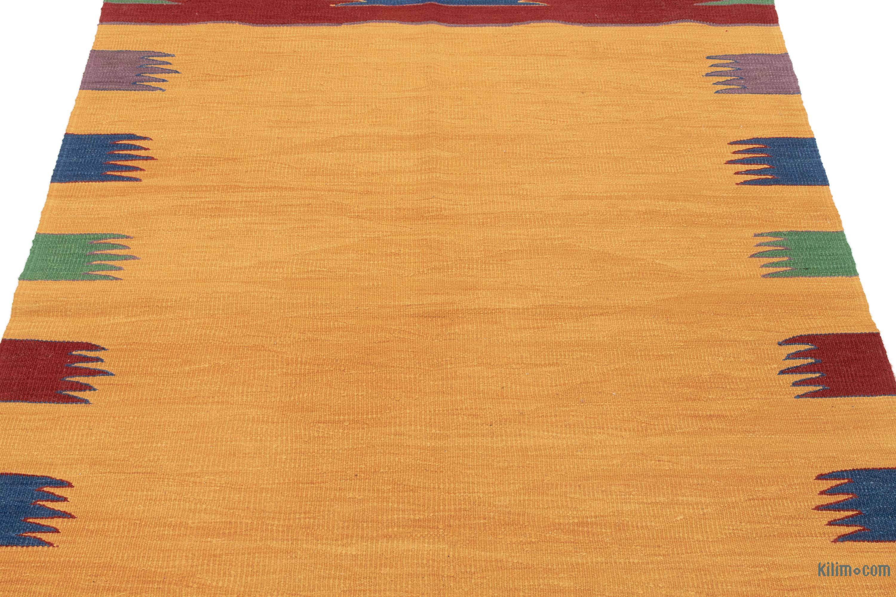 K0048255 Yellow New Turkish Kilim Rug 4' 2" x 6' (50 in. x 72 in.)