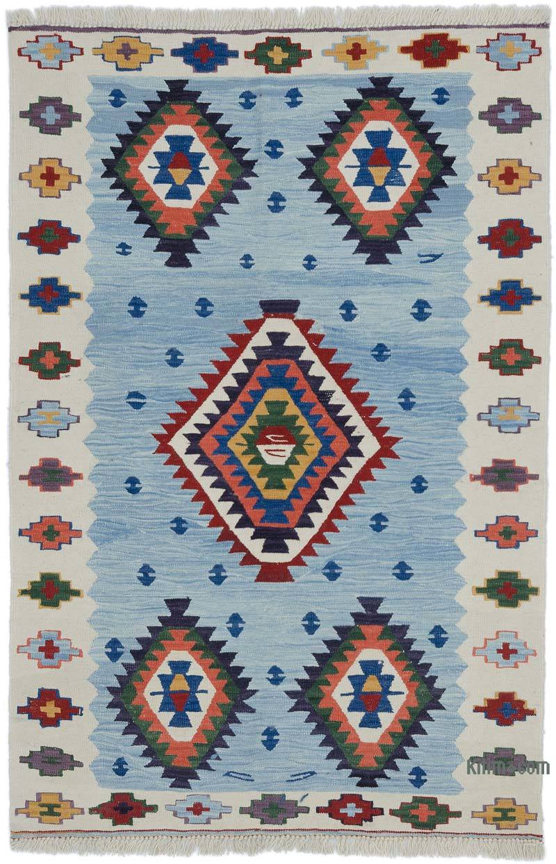 K0051340 Blue New Handwoven Turkish Kilim Rug