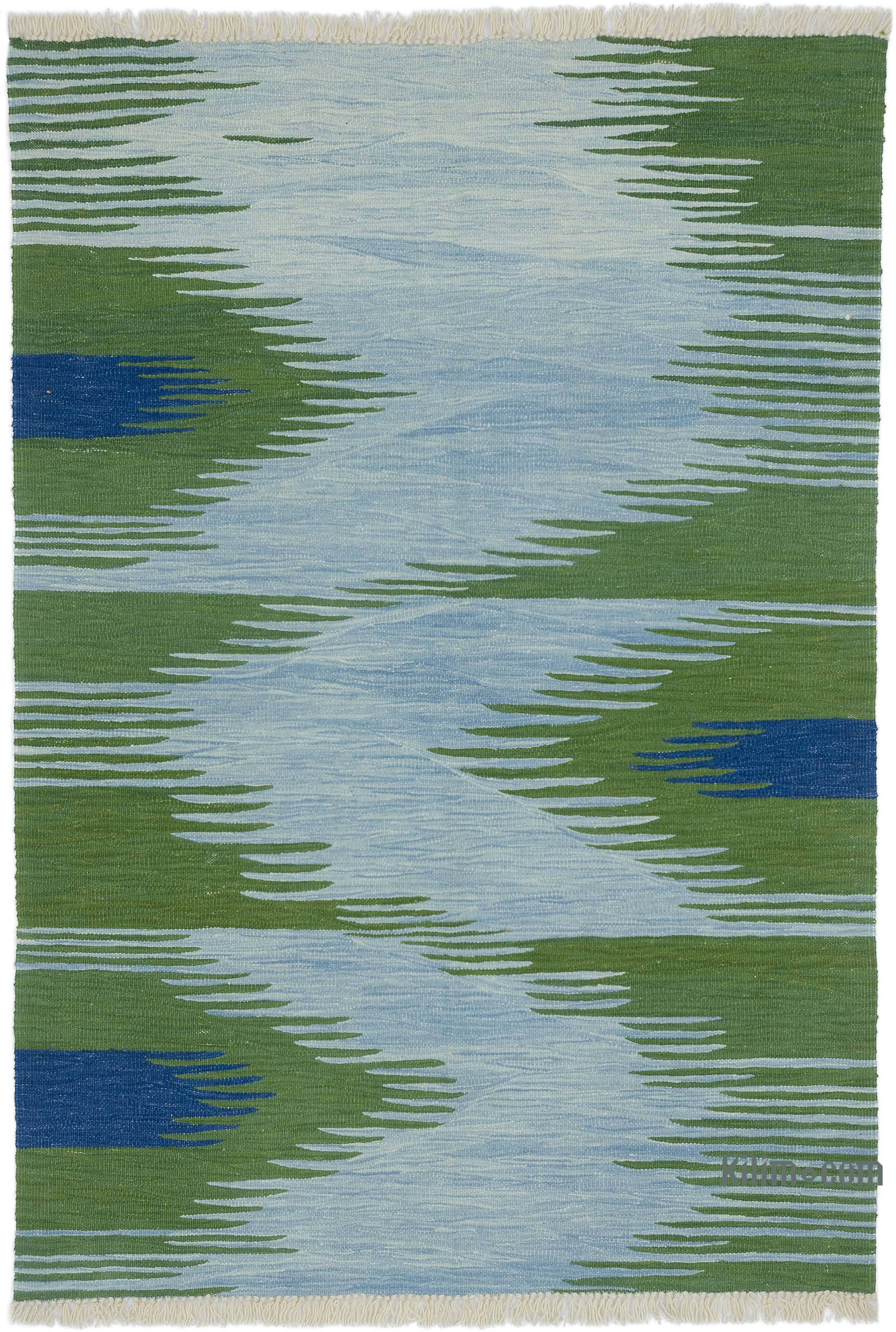 K0051354 Blue, Green New Handwoven Turkish Kilim Rug