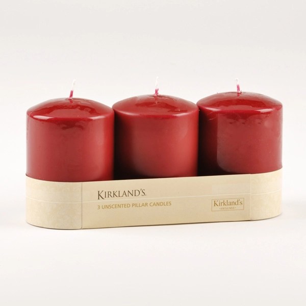 Burgundy Pillar Candle, Set of 3 Kirklands Home
