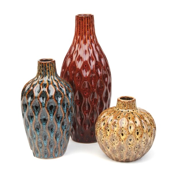 Rippled Ceramic Vase, Set of 3 Kirklands Home