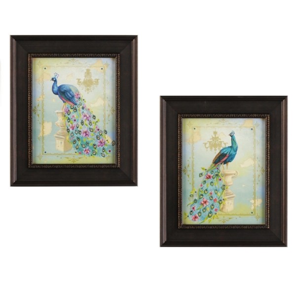 Jewel Peacocks Framed Art, Set of 2 Kirklands Home