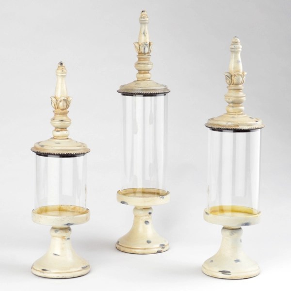 Ivory Pedestal Glass Jar, Set of 3 Kirklands Home