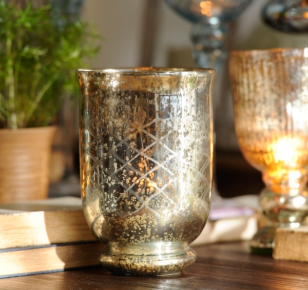 Crisscross Mercury Glass Hurricane, 10 in. Kirklands Home