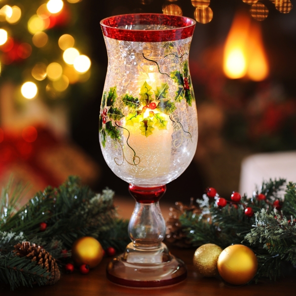 Crackle Glass Holly Hurricane Kirklands Home