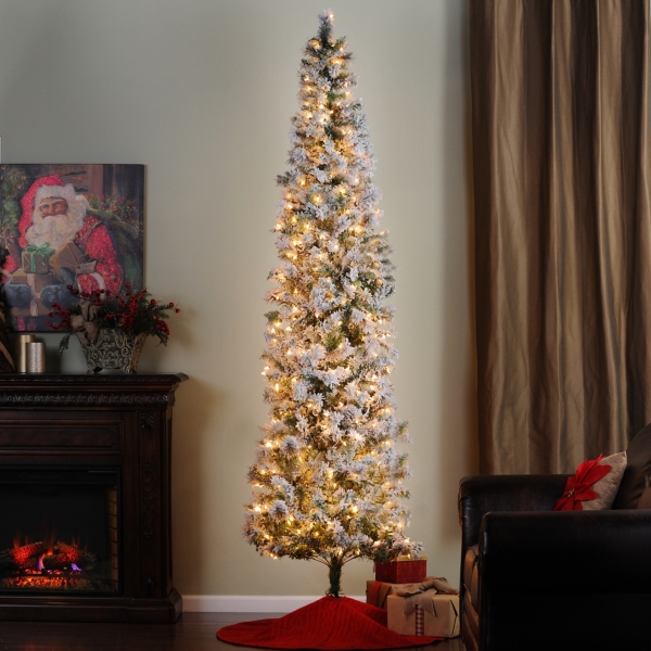 9 ft. Flocked Christmas Tree with White Lights Kirklands Home