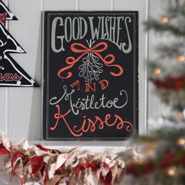 Good Wishes & Mistletoe Kisses Wooden Sign Kirklands Home
