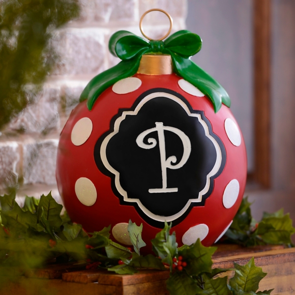 Red Polka Dot Monogram P Ornament Statue Kirklands Home