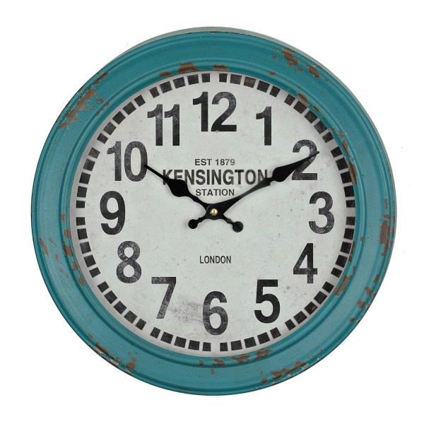Distressed Turquoise Round Metal Clock Kirklands Home