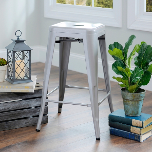 Silver Metal Industrial Bar Stool Kirklands Home
