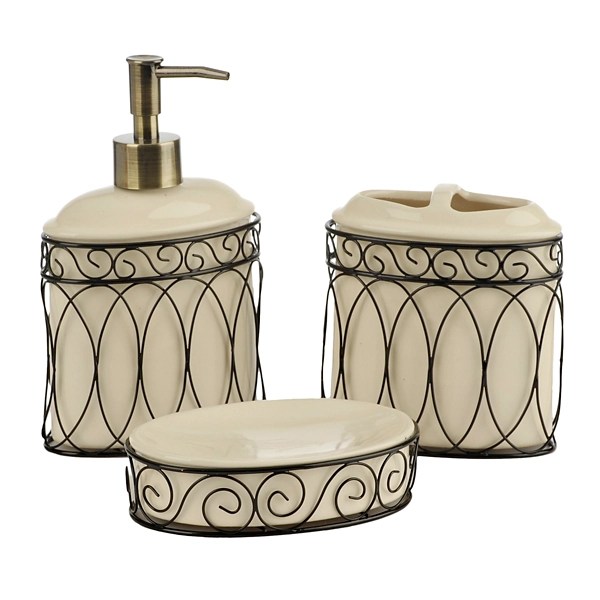 Maria Metal Scroll Bath Accessories, Set of 3 Kirklands Home