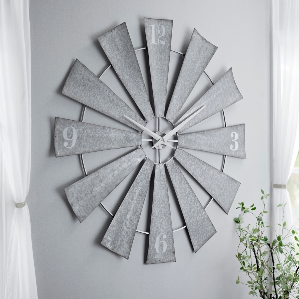 Anniblaire Galvanized Windmill Clock Kirklands Home