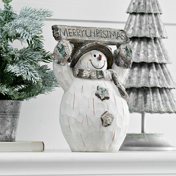 Merry Christmas Birch Snowman Statue Kirklands Home