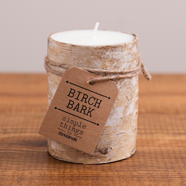 Birch Bark Pillar Candle, 4 in. Kirklands Home