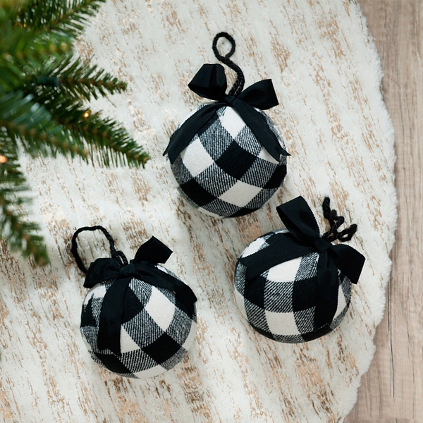 Black Buffalo Check Ball Ornaments, Set of 3 Kirklands Home