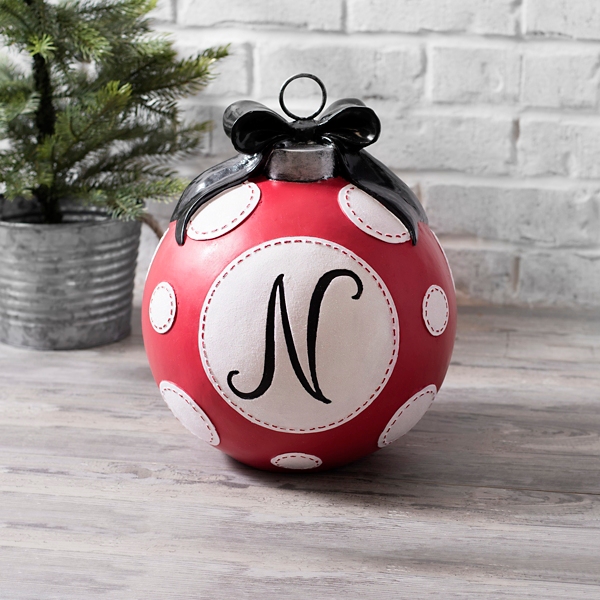 Red Polka Dot Monogram N Christmas Ornament Statue Kirklands Home