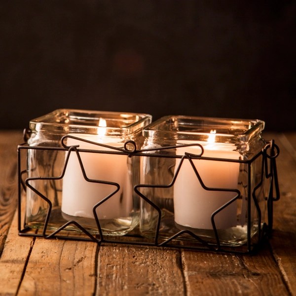 Two Square Votive Holders With Star Metal Rack Kirklands Home