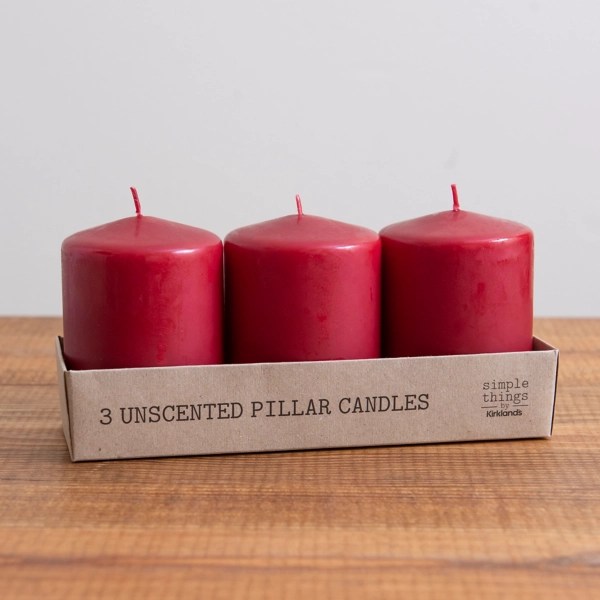 4 in. Burgundy Pillar Candles, Set of 3 Kirklands Home