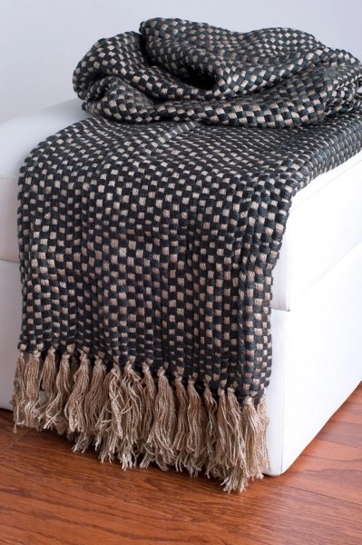 Beige and Gray Woven Fringe Throw Blanket Kirklands Home