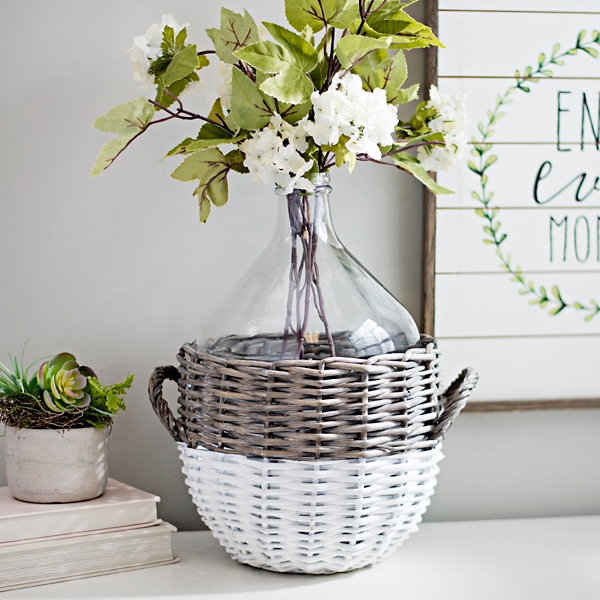 Glass Vase in Willow Basket Kirklands Home