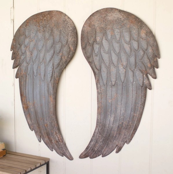 Rustic Metal Angel Wings Decor (18”)