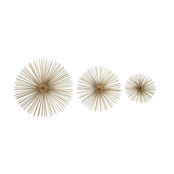 Gold Metal Disc Starburst Wall Plaques, Set of 3 Kirklands Home