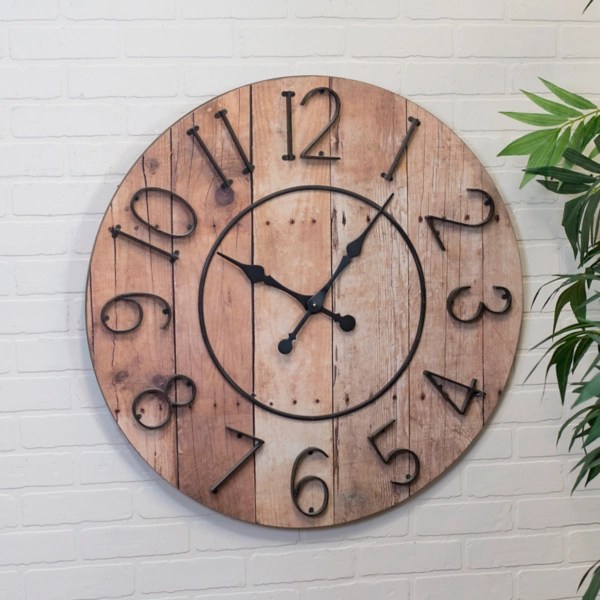 Devon Wood Plank Wall Clock with Metal Numbers Kirklands Home