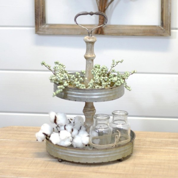 Round Galvanized Metal 2Tier Tray Kirklands Home